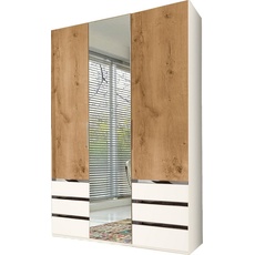 Bild Level 150 x 216 x 58 cm Plankeneiche Nachbildung/weiß mit Spiegeltüren und Schubladen