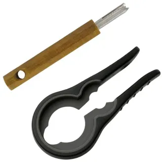 Fackelmann 9943750 Duo Dosenöffner und Zungenzieher, Edelstahl, Schwarz