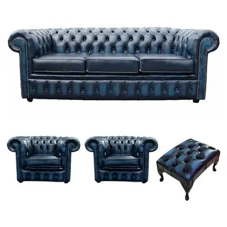 Sofagarnitur Chesterfield Design Set Polster Couch Garnituren Leder Textil #455