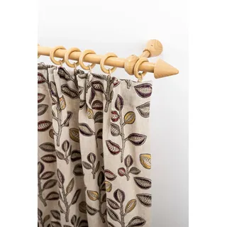 GARESA Gardinenstange »Evi« 1 läufig-läufig Wunschmaßlänge Vorhanggarnitur Holz, verlängerbar, Wandmont.,mit Ringe/2 Lauf Gleiter, braun