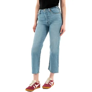 Levi's Ribcage Straight Jeans in hellblau aus Baumwollleinen-W26 / L29