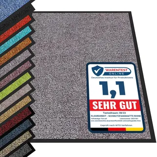 etm Hochwertige Fußmatte | schadstoffgeprüft | bewährte Eingangsmatte in Gewerbe & Haushalt | Schmutzfangmatte mit Top-Reinigungswirkung | Sauberlaufmatte waschbar & rutschfest (60x90 cm, Grau)