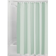 iDesign Mildew-Free Water-Repellent Fabric Shower Curtain, 180 x 180 cm - Seafoam Green