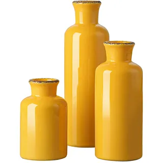 CWLWGO Keramikvasen-Set, Set mit 3 kleinen Vasen, Moderne dekorative Vase, geeignet als Regaldekoration, Kamindekoration, Bücherregal, Wohnzimmertischdekoration, Kamin und Eingangsdekoration