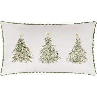 furn. Wylder Twinkling Tree Trio Polyestergefülltes Kissen (Grün - 30x50cm) | Festlich Weihnachten Bestickt Samt Boucle Rückseite Kissen