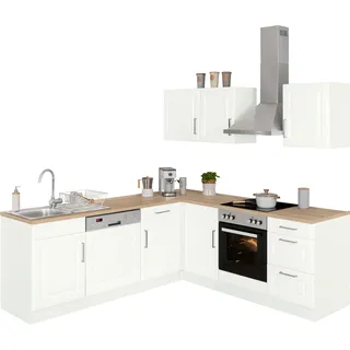 kochstation Winkelküche KS-Stockholm L-Form 220 cm weiß