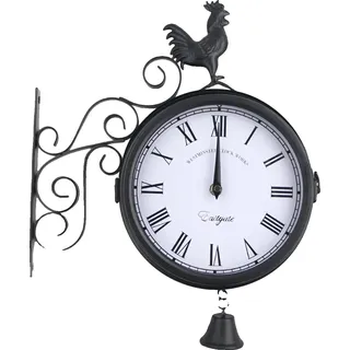 Wanduhr für den Außenbereich, doppelseitiges Design, klassischer viktorianischer Stil, schwarz - Schwarz