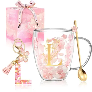 Geschenke für Frauen Latte Macchiato Gläser Geburtstagsgeschenk für Frauen Doppelwandige Kaffeegläser Personalisierte Cappuccino Tee Herbst Tassen Weihnachten Geschenke Freundin Geburtstag Kaffeetasse