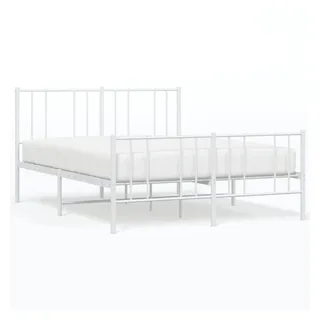 vidaXL Bettgestell mit Kopf- und Fußteil Metall Weiß 120x200 cm - Weiß