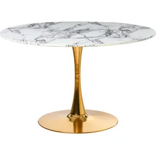 Beliani Esszimmertisch Ø 120 cm weiß/gold