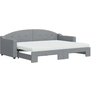 vidaXL Tagesbett Ausziehbar mit Matratze Hellgrau 80x200 cm Stoff - Grau