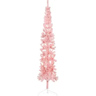 The Living Store Künstlicher Halb-Weihnachtsbaum mit Ständer Schlank Rosa 210 cm - Rosa