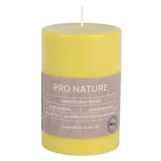 Müller Kerzen "PRO NATURE" Stearin Stumpenkerze, 100/68 mm, Schick gegossene Wachskerzen mit einer nachhaltigen Formel und hellen Flamme, 1 Packung = 6 Stück, honig