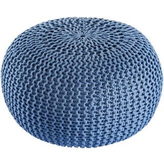 kreatives Wohnen Pouf Premium ø45cm Sitzhocker Strickpouf Innen Terrasse Pool Garten nachhaltig blau - Mallard Blue