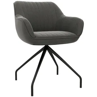 Homcom Sessel Drehbarer Loungesessel mit Armlehne, Samtoptik, Drehsessel mit Metallbeine, für Schlafzimmer, Wohnzimmer, Dunkelgrau