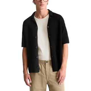 Marc OߴPolo Denim Herren Kurzarmhemd aus Bio-Baumwolle Relaxed Fit, Schwarz (Black), XL