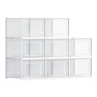 Songmics Schuhbox 12er Set transparent/weiß