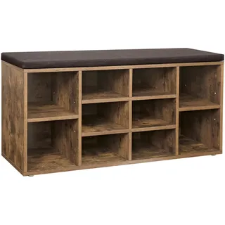 Boxxx Garderobenbank , Braun , Holzwerkstoff , Vintage , Füllung: Schaumstoff , 104x48x30 cm , in verschiedenen Holz-Dekoren erhältlich , Garderobe, Garderoben-Sets & Garderoben-Serien, Garderoben-Serien