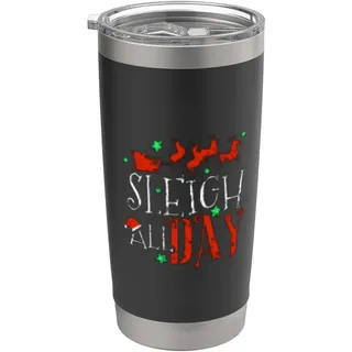 Schlitten den ganzen Tag lustiger Weihnachtsmannschlitten Weihnachten Doppelwandiger Edelstahl-Thermobecher