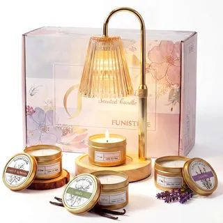 Kerzenwärmer Lampe mit einem 3er-Pack Duftkerzen, Candle Warmer Lamp Geschenke für Frauen, Elektrische Duftlampe mit Timer und Dimmer, Kerzenwärmer Dekoration, Geburtstagsgeschenk für Mama Freundin