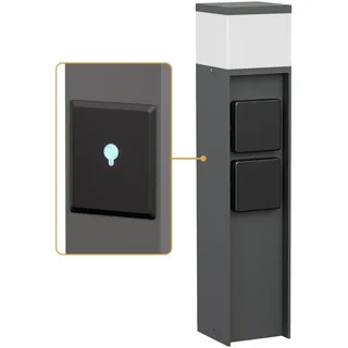 ledscom.de Wegelicht/Pollerleuchte PODEL für außen, IP44, Smart Home, WLAN, Alexa, 39 cm, anthrazit, 1x G9 max. 10W, 2 Steckdosen