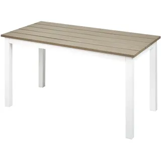 Beliani Gartentisch Heller Holzfarbton Messina , Hellbraun, Weiß , Kunststoff , 52x50x96 cm , Gartenmöbel, Gartentische