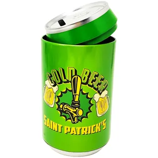 Spardose Bierdose grün "Cold Beer Saint Patrick's" aus Metall zum Öffnen 16 x 8 cm