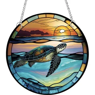 Schildkröten-Acryl-Fensterhängeornamente, bunte Meeresschildkröte Sonnenfänger für Fenster, Terrasse, Wand, Haus- und Gartendekoration