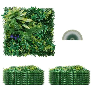 Vevor Künstliche Hecke, 12 Stück, 500x500x50 mm, 3D-Kombination, Künstliche Pflanzenwand, grüne Dekoration & Efeu-Zaunbedeckung, Sichtschutz-Hintergrundwand, Heckenschutz für den Garten