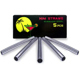 Escobar Accessoires: 5 Mini-Trinkhalme 70 mm x 5 mm aus Edelstahl, wiederverwendbar
