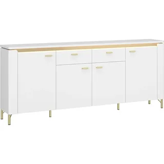 Sideboard 200 cm in weiß mit goldfarbenen Akzenten LUKA-129 - Weiß