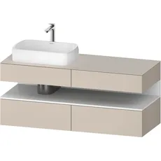 Duravit Qatego Konsolenwaschtischunterbau, 2 Auszüge, 2 Schubkästen, Ausschnitt links, 1400x550x600mm, Nische Weiß Matt, QA4765018, Farbe: Taupe Matt