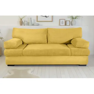 Schlafsofa COLLECTION AB "Tina Breite 200 cm, Liegefl. 146x200 cm", gelb, B:200cm H:42cm T:95cm, 100%Polyester, Sofas, Schlafsofa, mit Bettfunktion, Bettkasten & 2 Armlehnenkissen, Bonell-Federkern