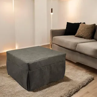 Dmora Puof in ein Einzelbett umwandelbar, Made in Italy, Klappbett, Pouf mit abnehmbarem, platzsparendem Stoff für das Wohnzimmer, cm 78x78 / 195h45, Braun