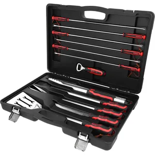 KS Tools Grillbesteck 12-tlg. Edelstahl Rot/Schwarz/Weiß