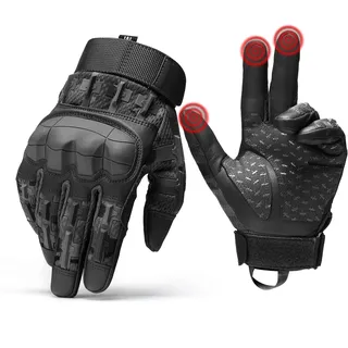 Neusky Herren Taktische Handschuhe - Sommer Touchscreen Einsatzhandschuhe für Motorrad, MTB, Outdoor Sport - Ideal für Airsoft, Militär, Paintball (Schwarz-Pro, L)