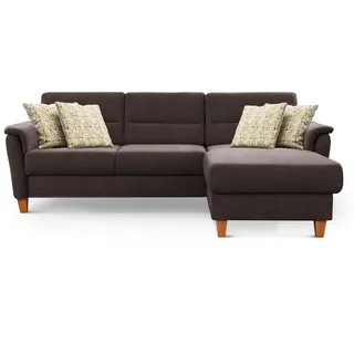 CAVADORE Schlafsofa Palera / Federkern-Ecksofa mit Schlaffunktion und Bettkasten / 244 x 89 x 163 / Chenille-Bezug, Braun