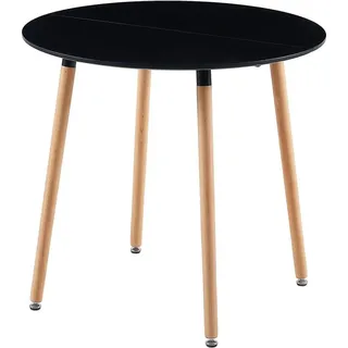 Esstisch rund skandinavisches Design Holzfüße 80 x 80 x 73 cm Schwarz