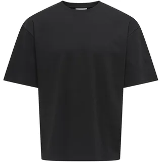 Only & Sons Herren T-Shirt Rundhals Oversize Fit Jersey Shirt Dropped Shoulder Design Top, Farben:Schwarz, Größe:XXL