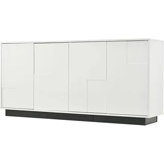 Merax Sideboard 160x37x75 cm 4 Türen Hochglanz Weiß Schwarz