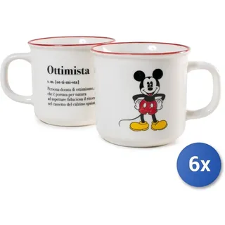 6x Cups Jumbo Home Mickey Und Minnie Xmas 440cc Porzellan