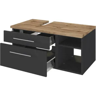 Waschbecken Unterschrank 90 cm, Siphonausschnitt Links TAREE-03 in matt grau - Grau