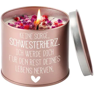 PRSTENLY Schwester Geschenk, 9OZ Stumpenkerzen Mit Spruch, Geschenke für Schwestern Geburtstag Hochzeitstag Weihnachten, Geburtstagsgeschenk für Große Schwester