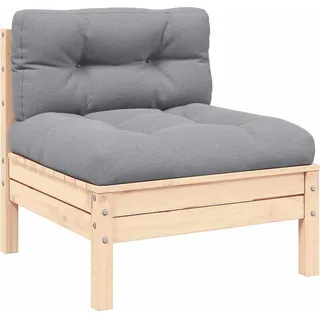 vidaXL 2-Sitzer-Gartensofa mit Grauen Kissen Massivholz Kiefer - Grau