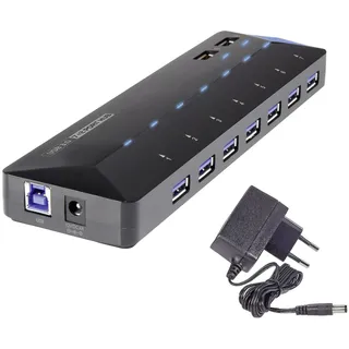 Renkforce RF-3806034 USB-Hub 7 Port USB 3.0 5 GBit/s mit Schnellladeport, mit Status-LEDs Sch