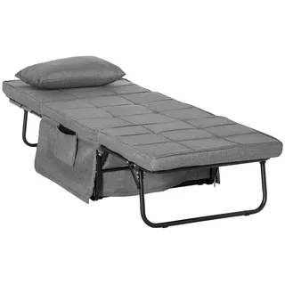 4-In-1 Einzelbett Gästebett Klappbett Sessel Ottomane, 8 Cm Matratze, 5-Stufen Höhenverstellbar, Stahlrahmen, 188X75X38Cm - Grau