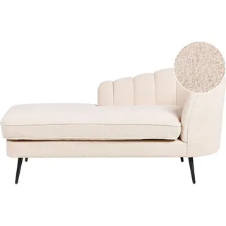BELIANI Chaiselongue Hellbeige Bouclé Rechtsseitig mit Schwarzen Metallbeinen Lehne Muschelform Glamourös Modern Muschelsofa Wohnzimmer Ausstattung - Beige, Schwarz