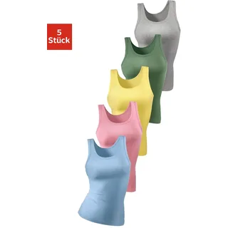 petite fleur by Lascana Unterhemd 5er-Pack, weiches Doppelripp-Material, Baumwolle, schmale, anliegende Passform, hellblau, rosa, gelb, grün, grau, meliert