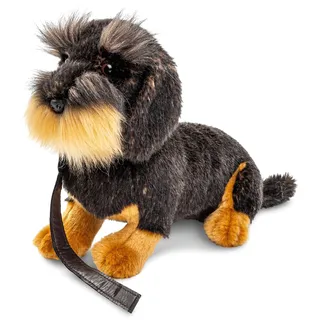 Uni-Toys - Rauhaardackel, sitzend (Mit Leine) - 22 cm (Höhe) - Plüsch-Hund, Dackel, Haustier - Plüschtier, Kuscheltier