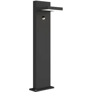 Lucande LED Außenleuchte Silvan mit Bewegungsmelder (spritzwassergeschützt (Modern) in Schwarz aus Aluminium (1 flammig,) - Wegeleuchte Pollerleuchte Wegelampe Sockelleuchte